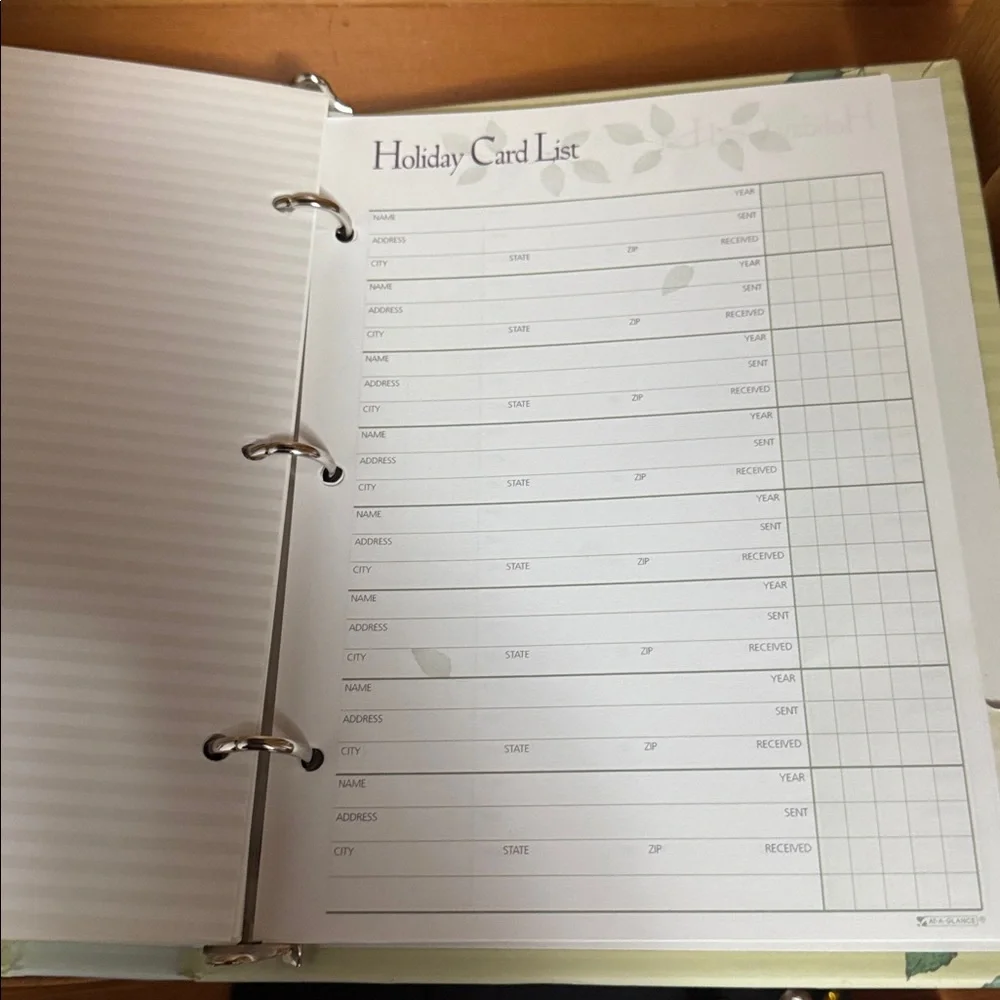 🆕 At A Glance Green Leaf Patterned Address, phone number & more Binder Album